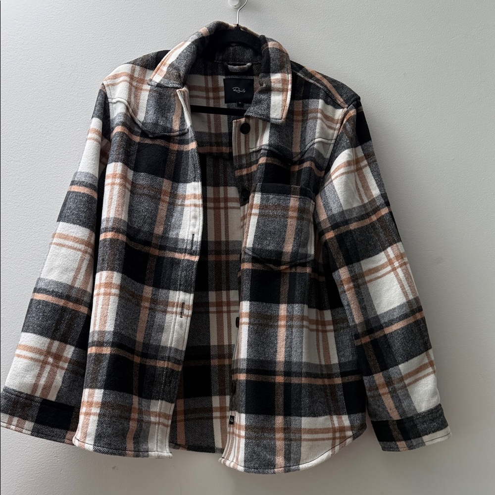 Rails Plaid Shirt Jacket in Black, White, and Brown